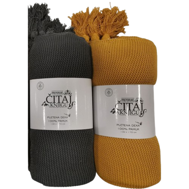 ČITAJ KNJIGU Deka pletena siva 130x170 cm