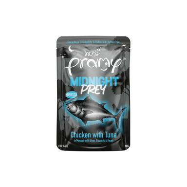 PRAMY CAT Midnight Prey mousse, piletina s tunom, 80 g