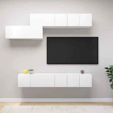 7-dijelni set TV ormarića bijeli od iverice