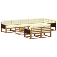 Set vanjskih sofa s jastukom, 9 kom, prirodna i krem