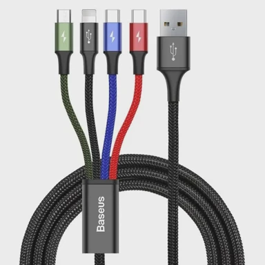 BASEUS Kabel 4-u-1 Fast, crni, 1.2m, 2x USB-C / Lightning / Micro, 3.5A