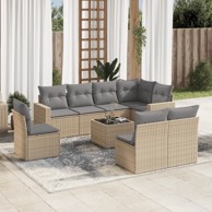 9-dijelni set vrtnih sofa s jastucima bež od poliratana