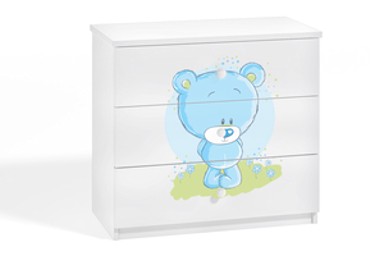 Dječja komoda Plavi medvjed, bijela, 80×80×41 cm
