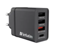 VERBATIM Punjač V049700, 30W, 4x USB (1x USB-C PD 20W + 3x USB-A), crni