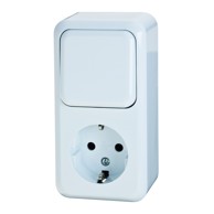 LUX TOOLS Utičnica nadžbukna + prekidač bijeli