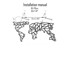Metalna zidna dekoracija Map of the World Clear, 85 x 170 cm
