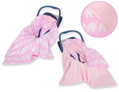 BOBONO Navlaka za sjedalo kolica, dvostrana, Pink Elephants