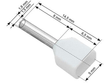 BLOW Izolirani konektor tuljak 43-082#, 2x0,5/8 mm, bijeli, 100 kom