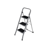 SONGMICS Ljestve preklopne, 3 stepenice, 46,5 x 74,5 x 105 cm, siva