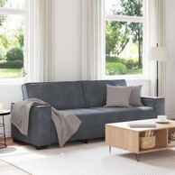 Trosjed sofa, 220 x 78 x 84 cm, baršun, tamnosiva