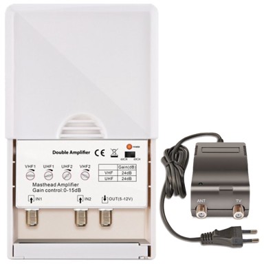 AMIKO Pojačalo antensko + LTE/4G filter sa 2 podesiva ulaza