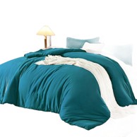 NIKCORP Set Posteljine od mekanog pamuka s efektom lana, navlaka za poplun i jastučnica, 135x200 cm + 80x80 cm, plava