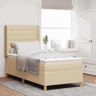 Box spring krevet s madracem 90 x 200 cm tkanina, krem