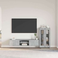 Set TV komoda s ladicama od konstruiranog drva, betonski sivi