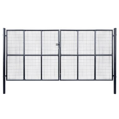 Mrežasta vrtna vrata od pocinčanog čelika 400 x 175 cm siva