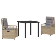 3-dijelni set za blagovanje u vrtu, poli ratan, bež