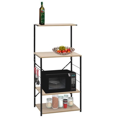 Ormarić za mikrovalnu pećnicu crni/hrast 60x39,6x123 cm iverica