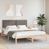 Krevetni okvir s tapiciranim uzglavljem 150 x 200 cm, sivo-smeđa