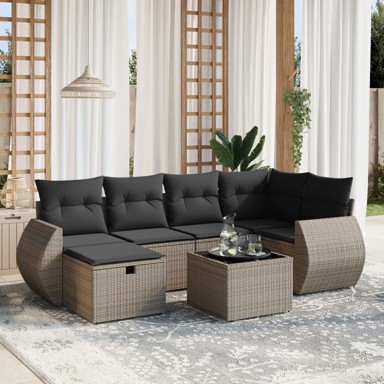 7-dijelni set vrtnih sofa sivi od poliratana
