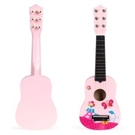 ECOTOYS Dječja drvena gitara sa 6 žica, roza