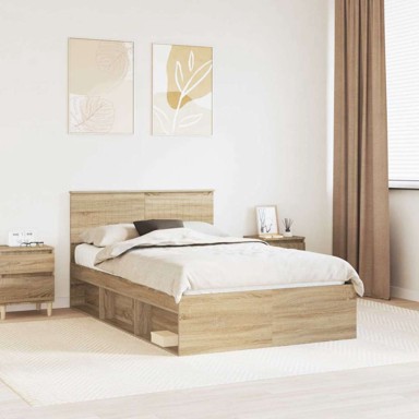 Okvir za krevet 120 x 190 cm čvrsto borovo drvo, sonoma