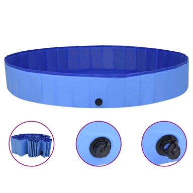 Sklopivi bazen za pse, plavi, 200 x 30 cm, PVC