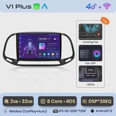 Multimedia pametni sustavi za automobile za Fiat Doblo, 2015 - 2019, navigacija, V1PLus, 2GB, 32GB