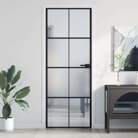 Sobna vrata 76x201,5 cm kaljeno staklo i aluminij, crna mat
