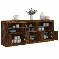 Komoda s LED svjetlima boja dimljenog hrasta 181,5x37x67 cm