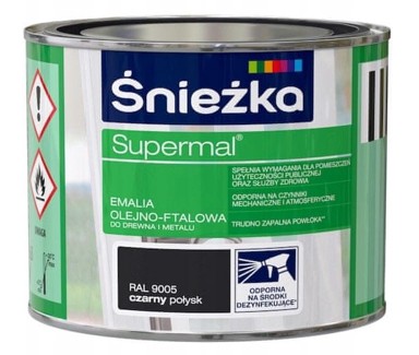ŚNIEŻKA Supermal Emajl RAL 9005, crni, sjajni, 0,2 l