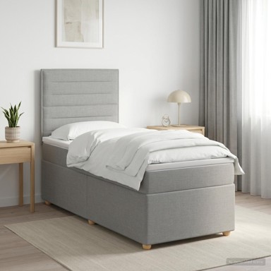 Boxspring krevet s madracem 90 x 200 cm, tkanina, svjetlosivi