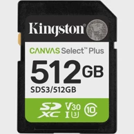 KINGSTON Memorijska kartica SDXC Canvas Select Plus, 512GB, UHS-I, U3, Class 10, V30