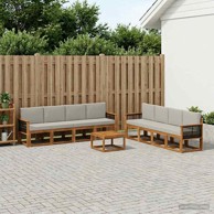 Set vanjskih sofa s jastukom, 7 kom, prirodna i svijetlo siva