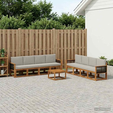 Set vanjskih sofa s jastukom, 7 kom, prirodna i svijetlo siva