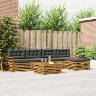 Set vanjskih sofa s jastukom 6 kom, prirodna i antracit