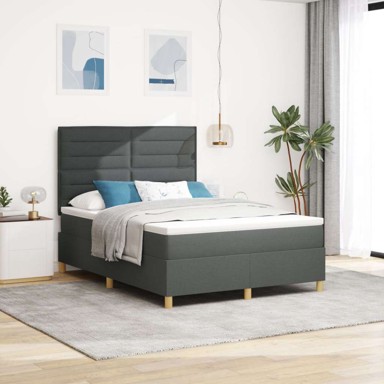 Box Spring krevet s madracem, tamnosivi, 140x200 cm