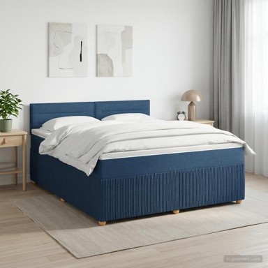 Boxspring krevet s madracem 160 x 200 cm, tkanina, plavi