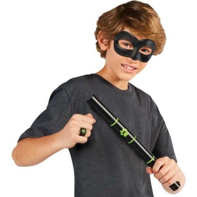 Kostim za djecu miraculous: tales of ladybug & cat noir transformation set - cat noir 4 dijelova crna šarena