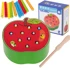 Montessori magnetna drvena jabuka s gusjenicama