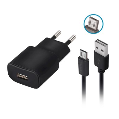 FOREVER Punjač TC-01, USB 2A, crni, micro USB kabel