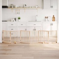 Vrata za pse s vratašcima 6 panela sklopiva 300 cm drvo topole 50 x 60 x 2 cm, prirodna