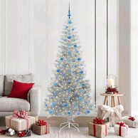 Božićno drvce s 300 LED žarulja sa stalkom srebrno 210 cm PET