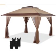 COSTWAY Vodootporni vrtni paviljon 330 x 330 cm s dvostrukim krovom i 4 bočne stijene