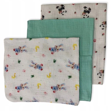 Mini muslinske pelene, 38x38 cm, 3 kom, menta
