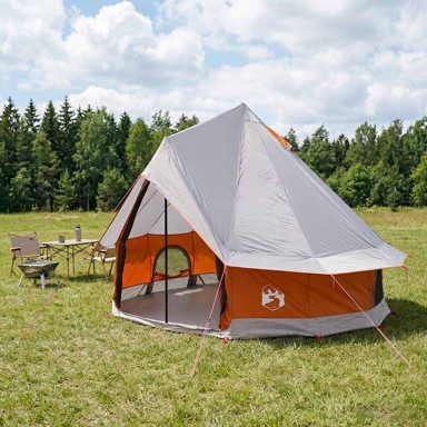 Tipi šator 250 x 250 cm, poliester i čelik, siva i narančasta