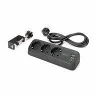 DIGITUS Stolni razdjelnik DA-70625 3x220V 2xUSB 1,5 m, crna