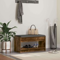 Klupa za hodnik s jastukom 83 x 38 x 45 cm, dimljeni hrast