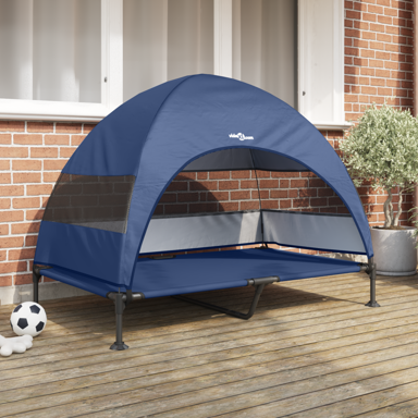 Povišeni krevet za pse s krovom XL, mornarsko plava