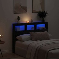 Ormarić za uzglavlje s LED svjetlom, 140x17x102 cm, crni hrast