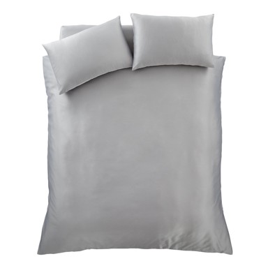 CATHERINE LANSFIELD Posteljina Silky Soft satenska za bračni krevet/za produženi krevet 230x220 cm siva